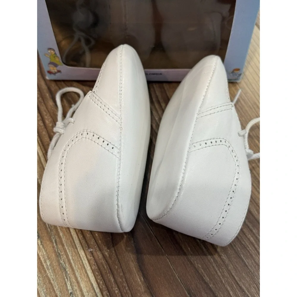 New Karella Kids 2 White Baby Lace Up Leather Shoes